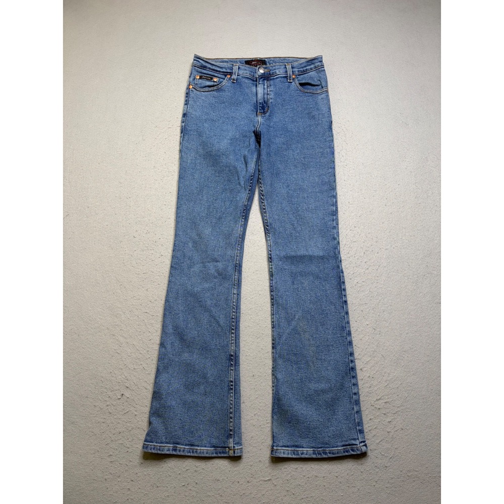 Just USA Jeans Women 27 Blue Flare Leg Y2K Denim Mid Rise Stretch Classic